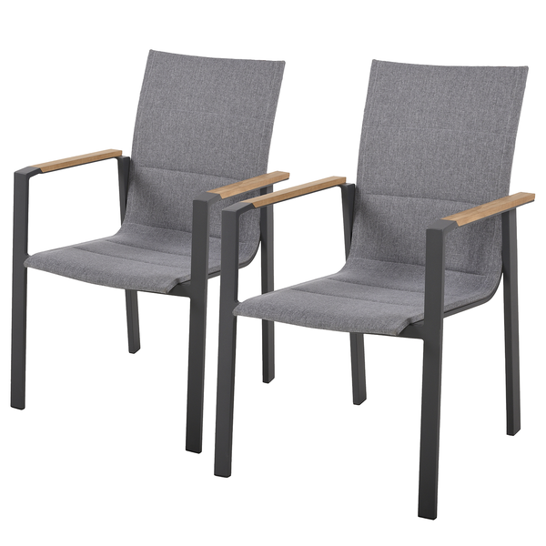 Stapelstuhl Davina (2er-Set) - Aluminium / Polyester - Grau / Schwarz