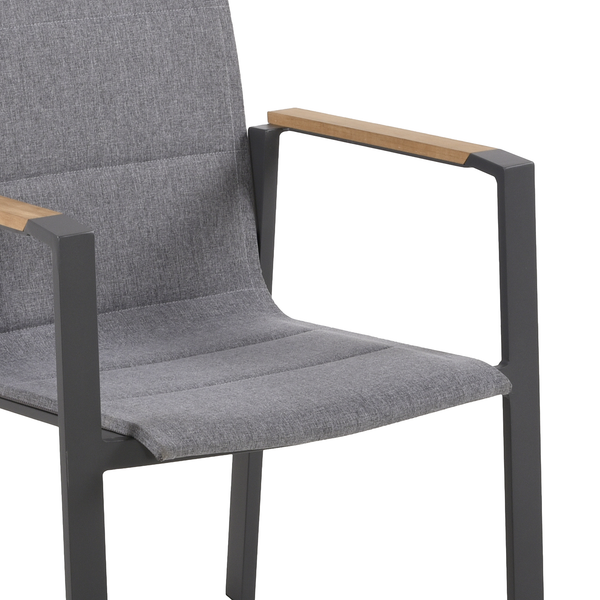 Stapelstuhl Davina (2er-Set) - Aluminium / Polyester - Grau / Schwarz