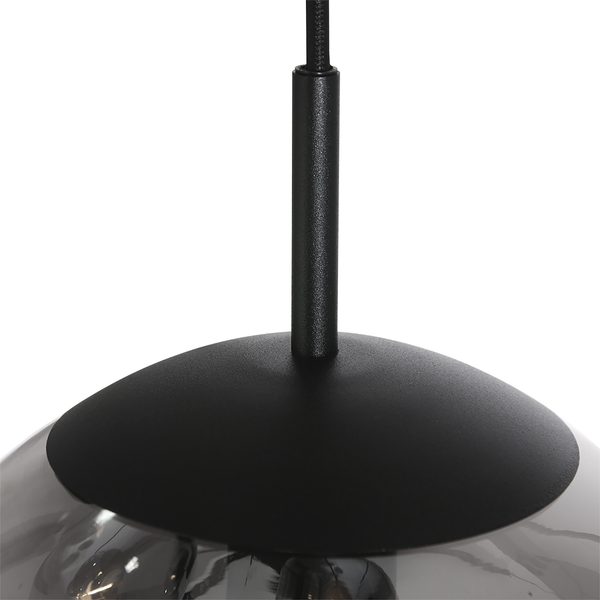 Pendelleuchte Bollique 5-flammig - Rauchglas / Aluminium - Schwarz