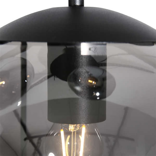 Pendelleuchte Bollique 5-flammig - Rauchglas / Aluminium - Schwarz