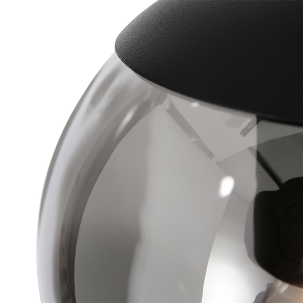 Pendelleuchte Bollique 5-flammig - Rauchglas / Aluminium - Schwarz