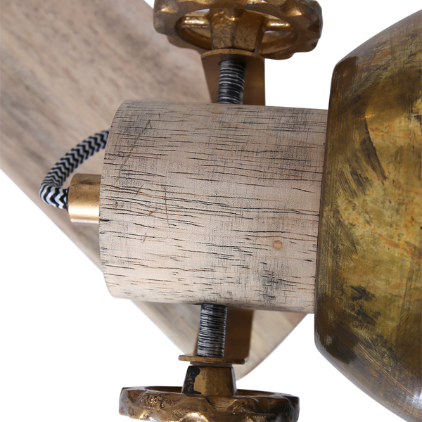 Deckenleuchte Gearwood I - Aluminium / Eiche massiv - 4-flammig