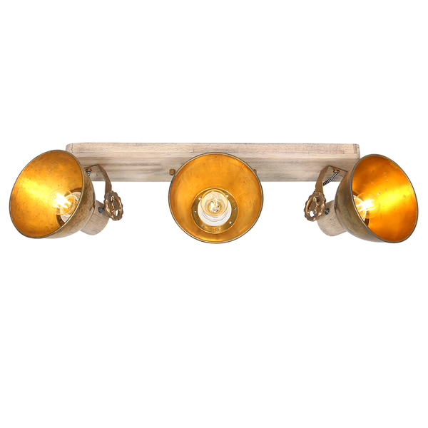 Deckenleuchte Gearwood I - Aluminium / Eiche massiv - 4-flammig