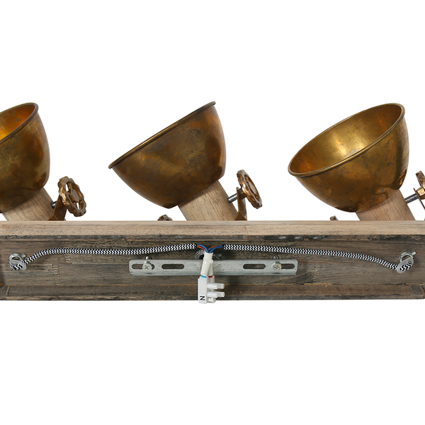 Deckenleuchte Gearwood I - Aluminium / Eiche massiv - 4-flammig