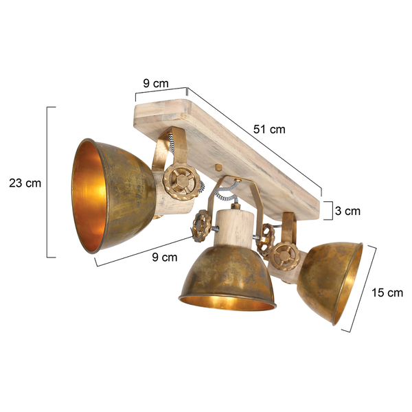 Deckenleuchte Gearwood I - Aluminium / Eiche massiv - 4-flammig