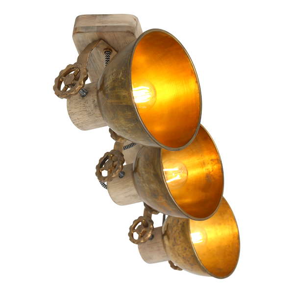 Deckenleuchte Gearwood I - Aluminium / Eiche massiv - 4-flammig