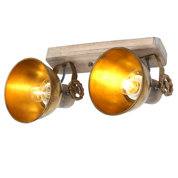 Deckenleuchte Gearwood VIII - Aluminium / Eiche massiv - 2-flammig