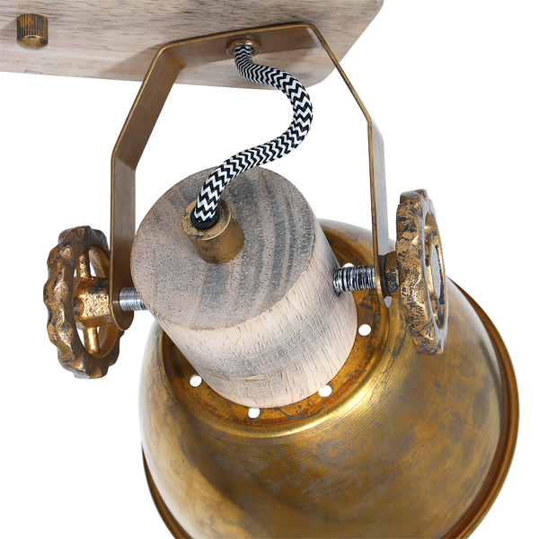 Deckenleuchte Gearwood VIII - Aluminium / Eiche massiv - 2-flammig