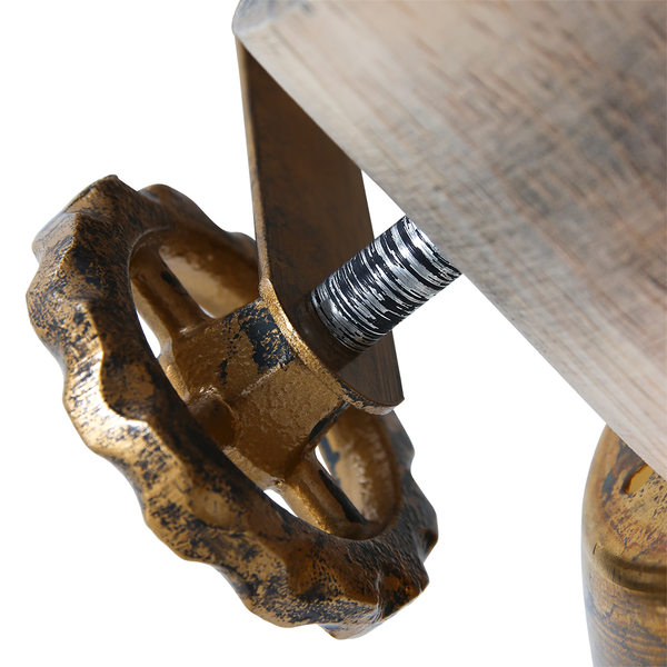 Deckenleuchte Gearwood VIII - Aluminium / Eiche massiv - 2-flammig