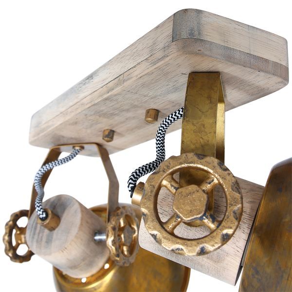 Deckenleuchte Gearwood VIII - Aluminium / Eiche massiv - 2-flammig