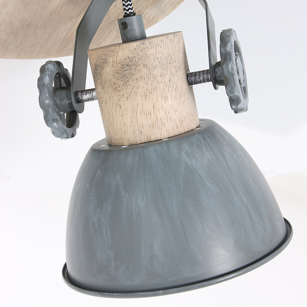 Deckenleuchte Gearwood IV - Aluminium / Eiche massiv - 3-flammig