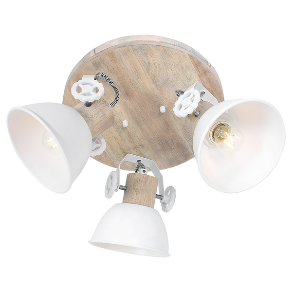 Deckenleuchte Gearwood VI - Aluminium / Eiche massiv - 3-flammig