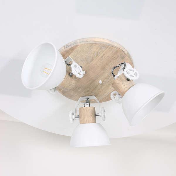 Deckenleuchte Gearwood VI - Aluminium / Eiche massiv - 3-flammig