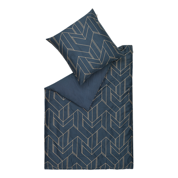 Bettwäsche Anouk - Satin - Blau - 135 x 200 cm + Kissen 80 x 80 cm