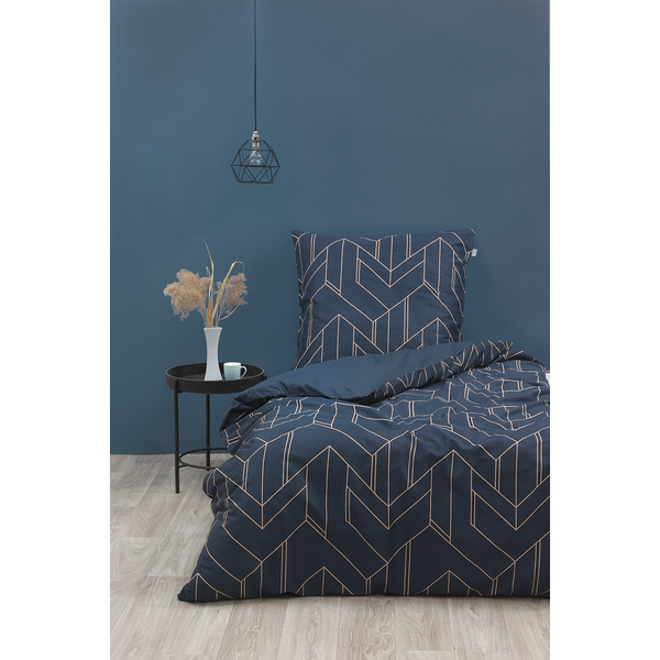 Bettwäsche Anouk - Satin - Blau - 135 x 200 cm + Kissen 80 x 80 cm