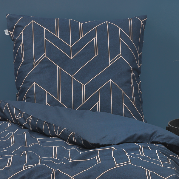 Bettwäsche Anouk - Satin - Blau - 135 x 200 cm + Kissen 80 x 80 cm