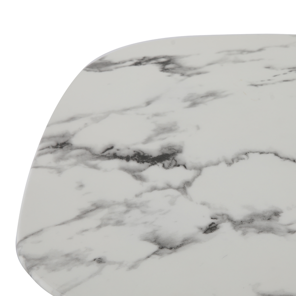 Beistelltisch Ladis - Glas / Metall - Marmor Weiß Dekor / Schwarz