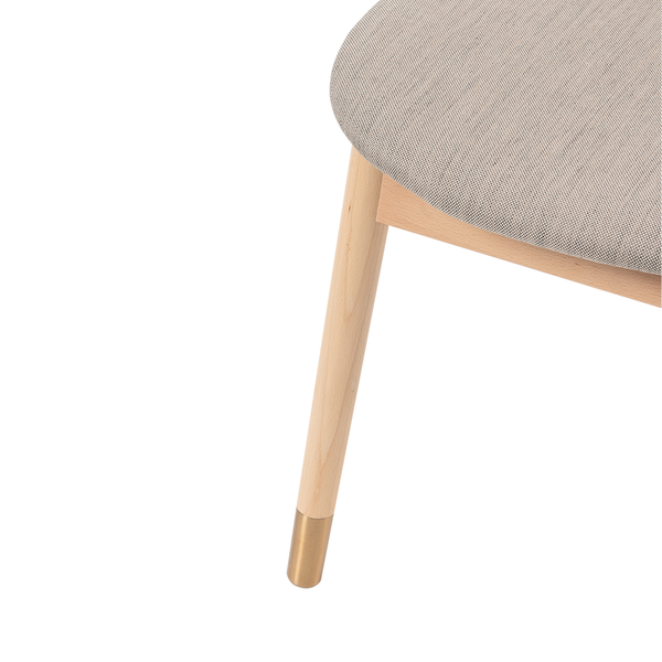 Esszimmerstuhl Coy (2er-Set) - Rattan & Webstoff / Buche massiv - Cappuccino