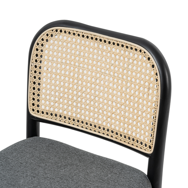 Barstuhl Cutis - Rattan & Webstoff / Buche massiv - Grau