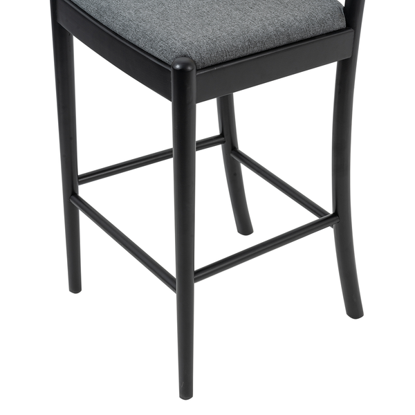 Barstuhl Cutis - Rattan & Webstoff / Buche massiv - Grau