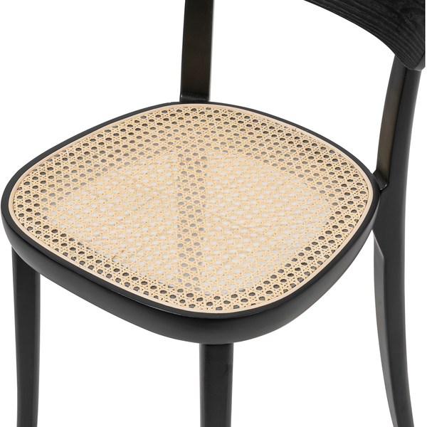 Esszimmerstuhl Darcey (2er-Set) - Polywood & Rattan / Buche massiv - Rattan / Schwarz