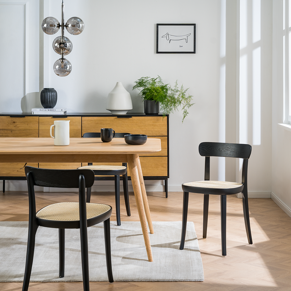 Esszimmerstuhl Darcey (2er-Set) - Polywood & Rattan / Buche massiv - Rattan / Schwarz