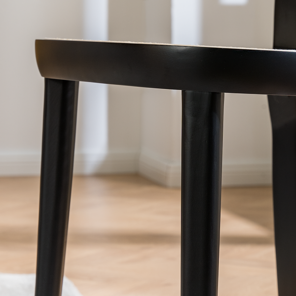 Esszimmerstuhl Darcey (2er-Set) - Polywood & Rattan / Buche massiv - Rattan / Schwarz