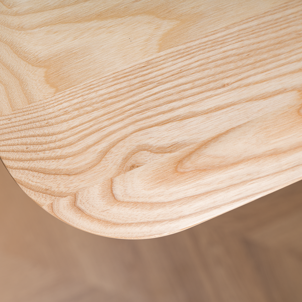 Barhocker Eiby - Esche massiv / Kunststoff & Metall - Esche / Weiß & Chrom