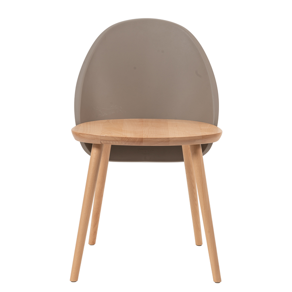Esszimmerstuhl Doon (2er-Set) - Kunststoff / Buche massiv - Taupe / Buche