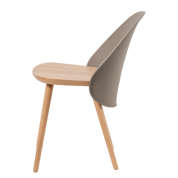 Esszimmerstuhl Doon (2er-Set) - Kunststoff / Buche massiv - Taupe / Buche