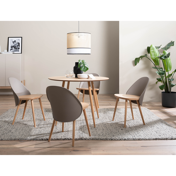 Esszimmerstuhl Doon (2er-Set) - Kunststoff / Buche massiv - Taupe / Buche