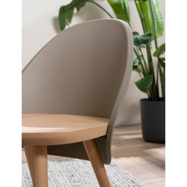Esszimmerstuhl Doon (2er-Set) - Kunststoff / Buche massiv - Taupe / Buche