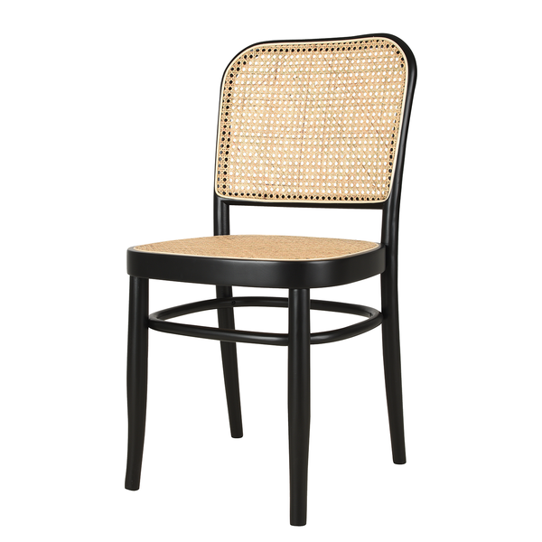 Esszimmerstuhl Daru (2er-Set) - Rattan / Buche massiv - Rattan / Schwarz