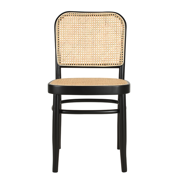 Esszimmerstuhl Daru (2er-Set) - Rattan / Buche massiv - Rattan / Schwarz