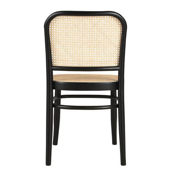 Esszimmerstuhl Daru (2er-Set) - Rattan / Buche massiv - Rattan / Schwarz