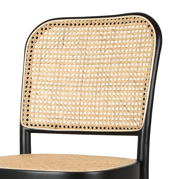 Esszimmerstuhl Daru (2er-Set) - Rattan / Buche massiv - Rattan / Schwarz