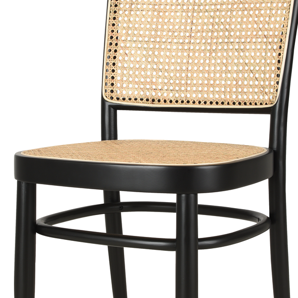 Esszimmerstuhl Daru (2er-Set) - Rattan / Buche massiv - Rattan / Schwarz
