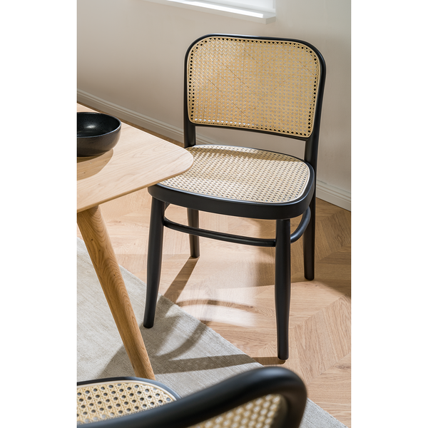 Esszimmerstuhl Daru (2er-Set) - Rattan / Buche massiv - Rattan / Schwarz
