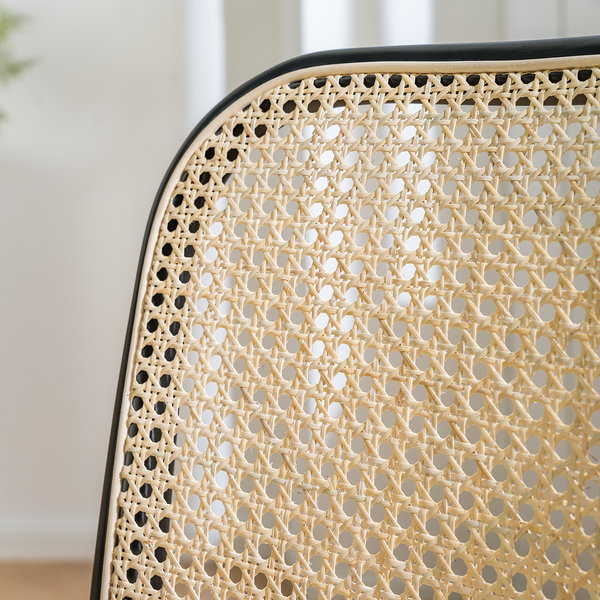 Esszimmerstuhl Daru (2er-Set) - Rattan / Buche massiv - Rattan / Schwarz