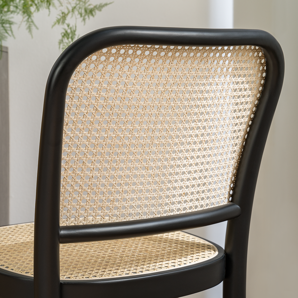 Esszimmerstuhl Daru (2er-Set) - Rattan / Buche massiv - Rattan / Schwarz