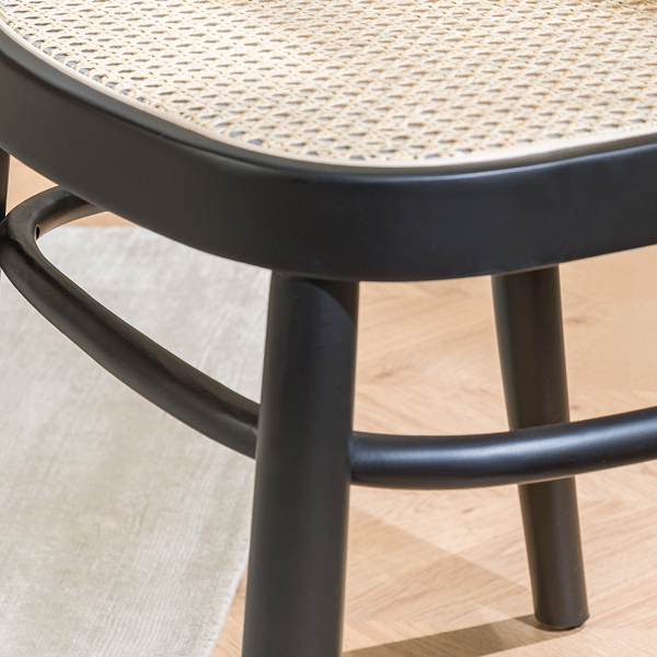 Esszimmerstuhl Daru (2er-Set) - Rattan / Buche massiv - Rattan / Schwarz