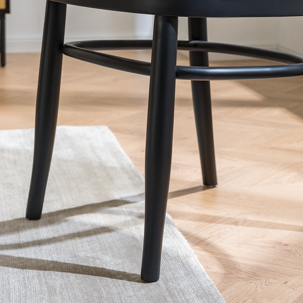 Esszimmerstuhl Daru (2er-Set) - Rattan / Buche massiv - Rattan / Schwarz