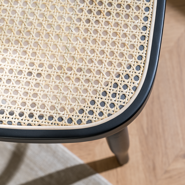 Esszimmerstuhl Daru (2er-Set) - Rattan / Buche massiv - Rattan / Schwarz
