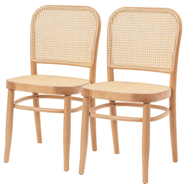 Esszimmerstuhl Sawl I (2er-Set) - Rattan / Buche massiv - Rattan / Buche