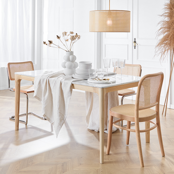 Esszimmerstuhl Sawl I (2er-Set) - Rattan / Buche massiv - Rattan / Buche