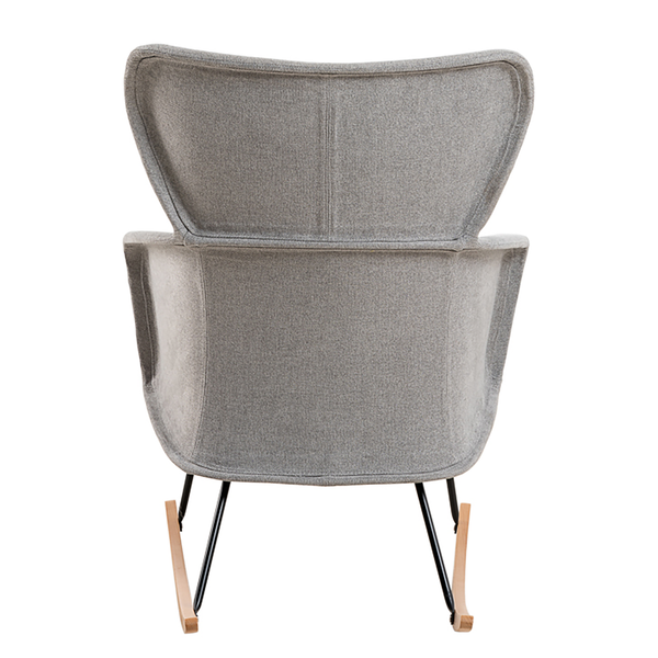 Schaukelstuhl Felin - Webstoff / Metall & Buche massiv - Grau / Schwarz & Buche