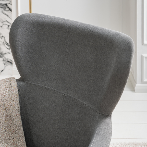 Schaukelstuhl Felin - Webstoff / Metall & Buche massiv - Grau / Schwarz & Buche