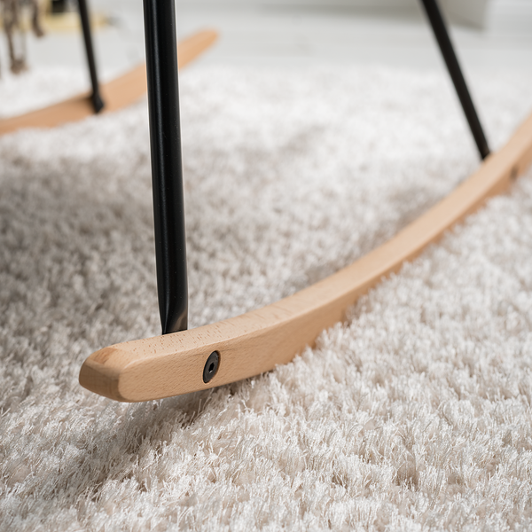 Schaukelstuhl Felin - Webstoff / Metall & Buche massiv - Grau / Schwarz & Buche