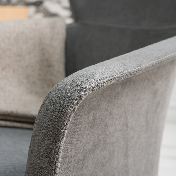 Schaukelstuhl Felin - Webstoff / Metall & Buche massiv - Grau / Schwarz & Buche