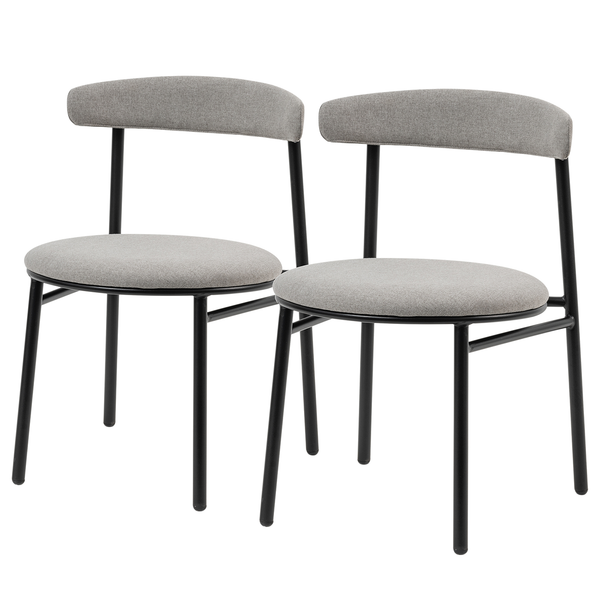Esszimmerstühle Strator 2er Set - Webstoff / Metall - Grau / Schwarz - Grau